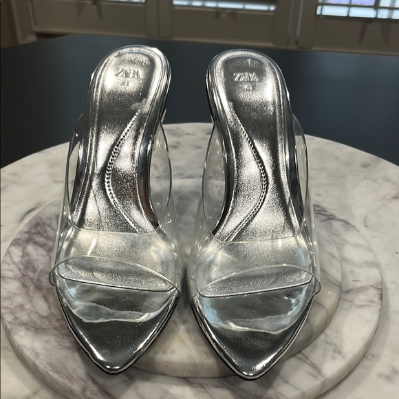 Zara Vinyl Silver Wedge Sandal - Picture 4 of 9